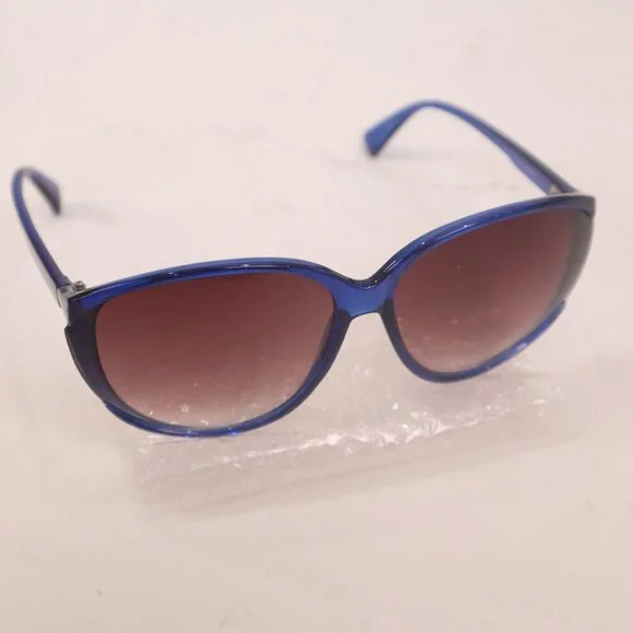 Diane Von Furstenberg Cobalt Blue Lucite Sunglasses w Box Bag Designer Resort
